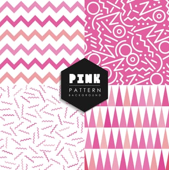Set of vintage hipster pink seamless pattern background