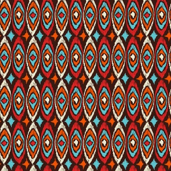 Vintage boho fashion style seamless pattern background with colorful tribal shapes. Ideal for fabric design, paper print and web backdrop. EPS10 vector file.