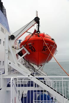 Lifeboat on a ferry. Lifeboats on a passenger ship