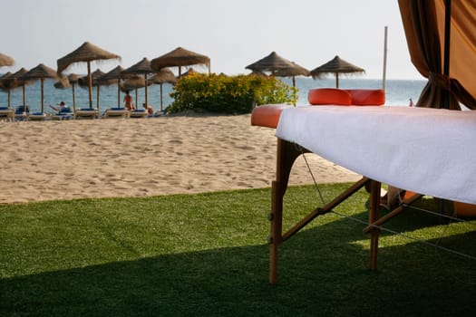 Massage area on the beach on summer vacation season