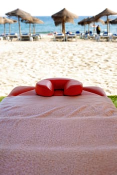 Massage area on the beach on summer vacation season