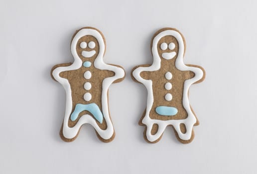 Husband and wife gingerbread cookies fresh from the oven.