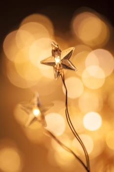 Beautiful christmas lights shot close-up with selective focus.
