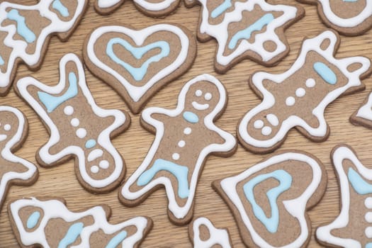 Variety of gingerbread cookies fresh from the oven.