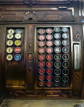 An rare old antique cash register shoes a great patina