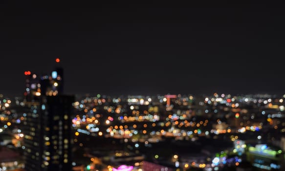 Aerial view of cityscape - defocused night lights