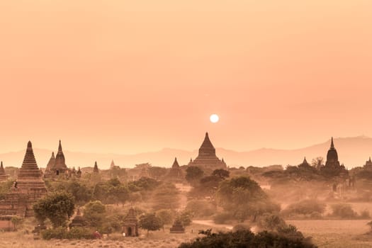 Temples of Bagan an ancient city located in the Mandalay Region of Burma, Myanmar, Asia.