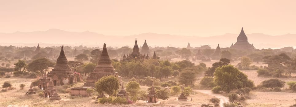 Temples of Bagan an ancient city located in the Mandalay Region of Burma, Myanmar, Asia.