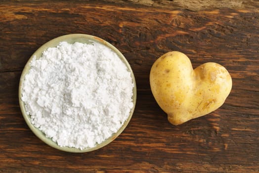 Heart-shaped potato and potato flour or potato starch
