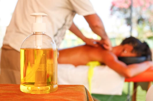 Massage oil for theraphy at  beach resort