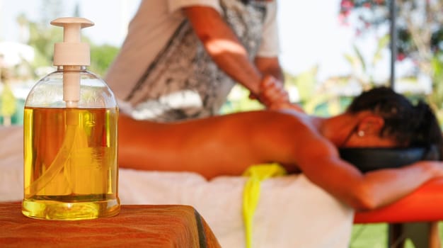 Massage oil for theraphy at  beach resort
