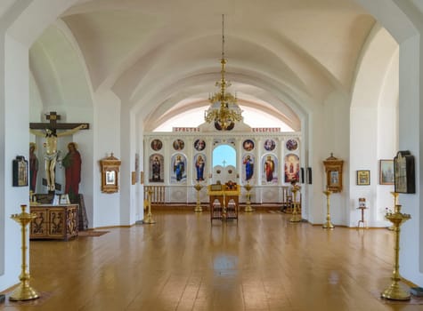 Hall of worship with the iconostasis in the background in the Orthodox Christian church