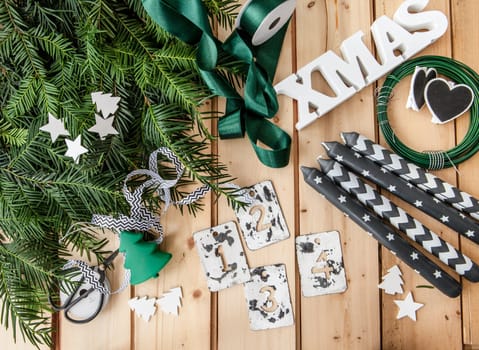 Materials for crafting an Advent wreath