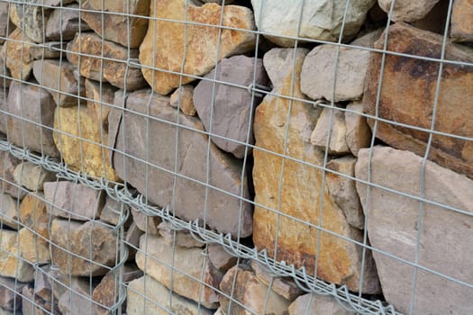 Gabione filled with natural stones