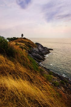 Seascape with beautiful light from the sun and sky background, Phuket view point thailand