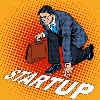 Business concept start-up businessman. Venture Fund or a startup company. Retro style pop art