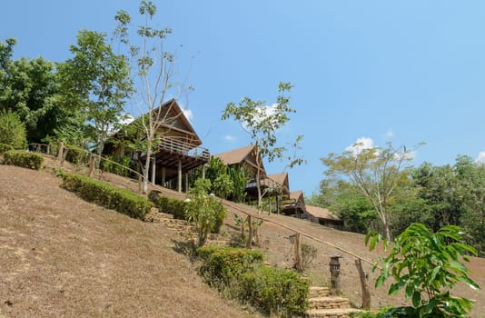 Resort wooden house on the mountain in Thailand
