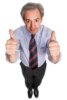 business man going thumbs up, isolated on white