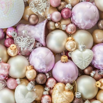 Colorful Christmas tree baubles as a background for Christmas