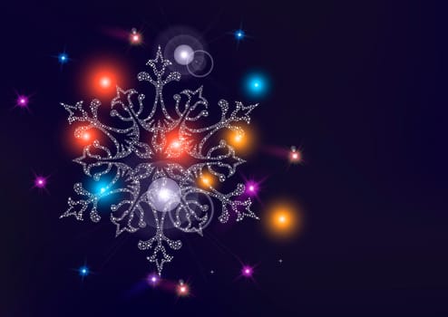 Happy new year merry christmas elegant greeting card or poster design with snowflake star and unfocused light wallpaper background. EPS10 vector file.
