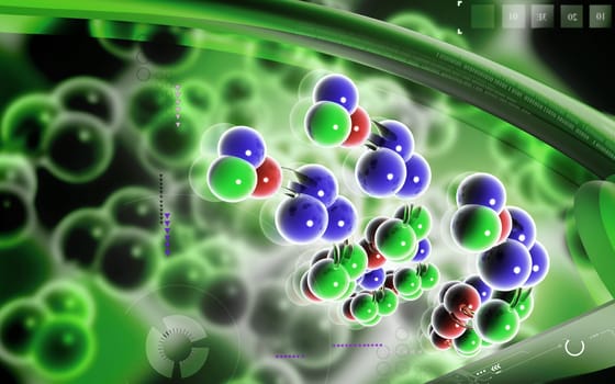Digital illustration DNA structure in colour background
