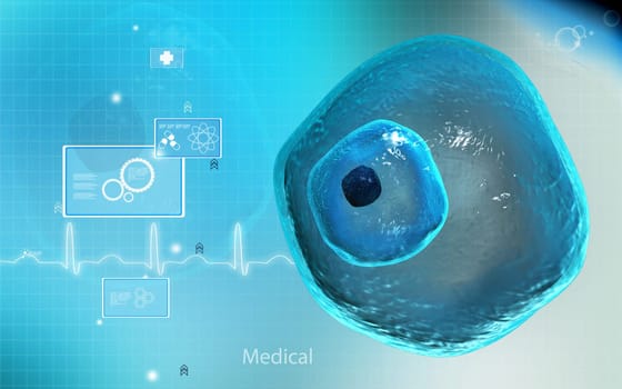 Digital illustration of ovum cell in colour background