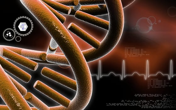 Digital illustration DNA structure in colour background