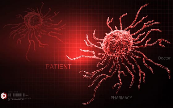 Digital illustration of stem cell in colour background
