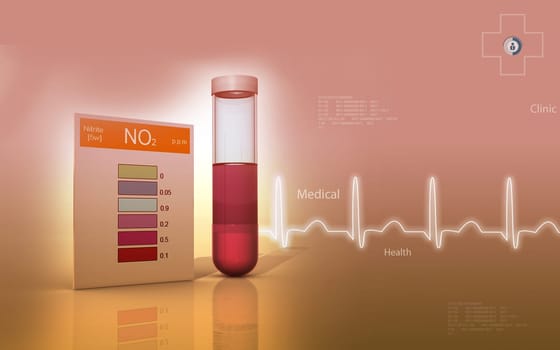 Digital illustration of nitrite test in colour background