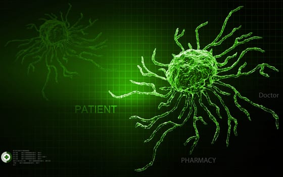 Digital illustration of stem cell in colour background
