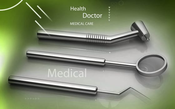 Digital illustration of Dental equipment in colour background