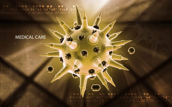 Digital illustration of Flu virus in colour background