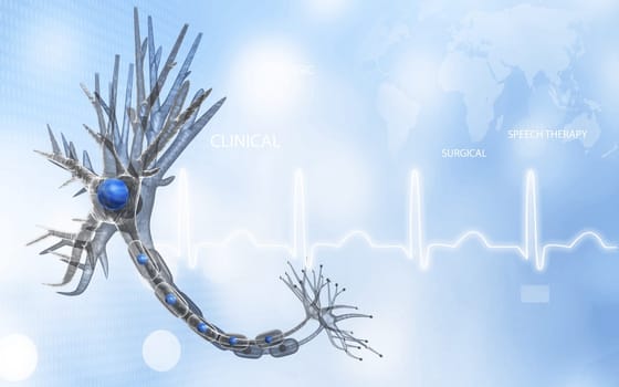 Digital illustration of neuron in colour background