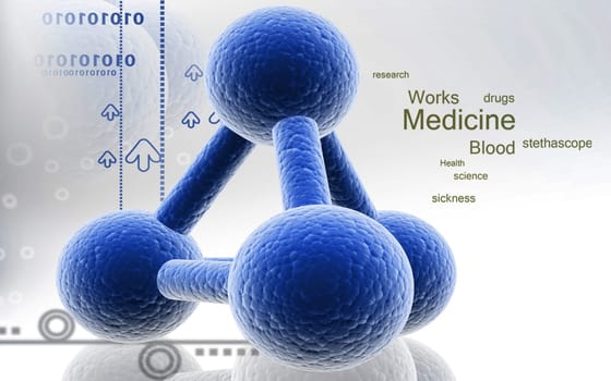 Digital illustration of molecules in colour background