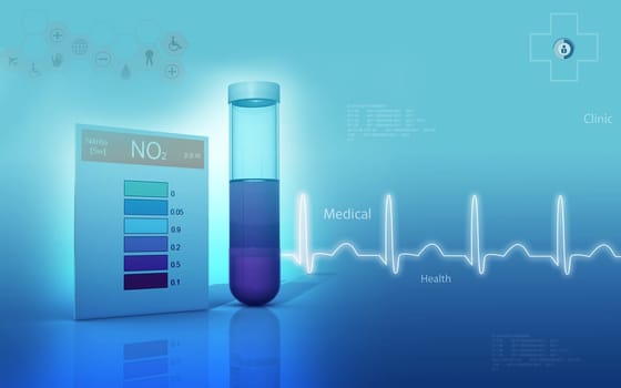 Digital illustration of nitrite test in colour background