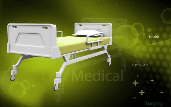 Digital illustration of hospital bed in colour background