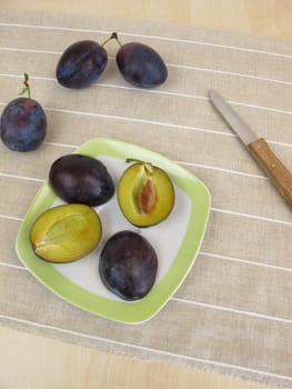 Fruit meal with plums