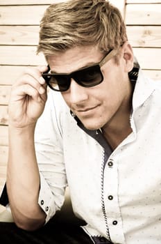 young pretty man,sympathetic,casual guy with many faces