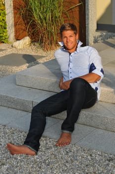 young pretty man,sympathetic,casual guy with many faces