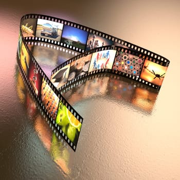 Letter A written with a photographic film strip. Clipping path included.