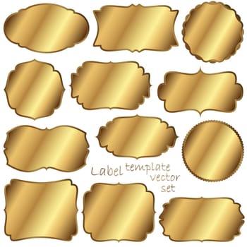 collection of different vintage labels colored gold