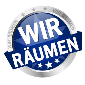 round button with banner and text We rooms
