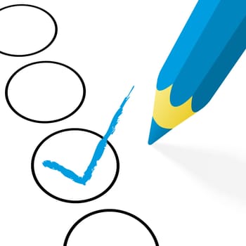 illustration of pencil colored blue drawing a hook