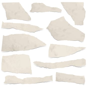 collection of dirty colored scraps of papers with shadows