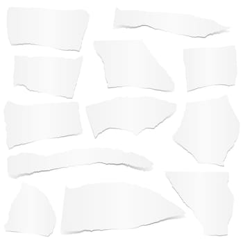 collection of white colored scraps of papers with shadow