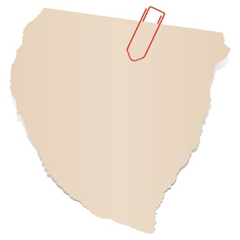 brown colored scrap of paper with paper clip