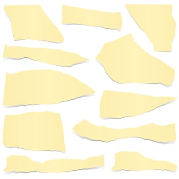 collection of yellow colored scraps of papers with shadows