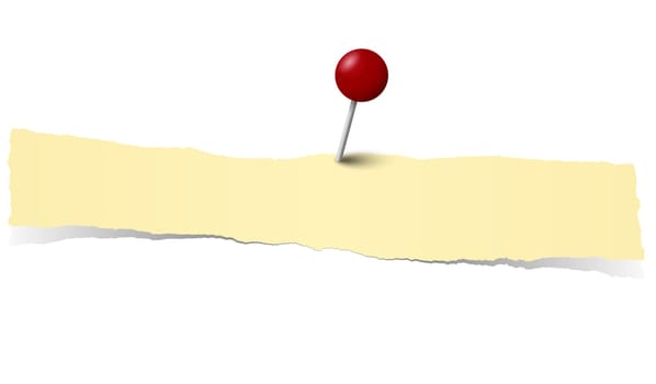 yellow colored scrap of paper with pin needle
