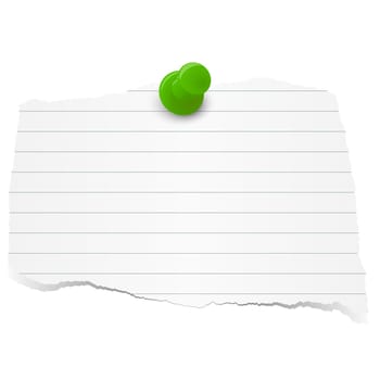 white colored lined scrap of paper with pin needle