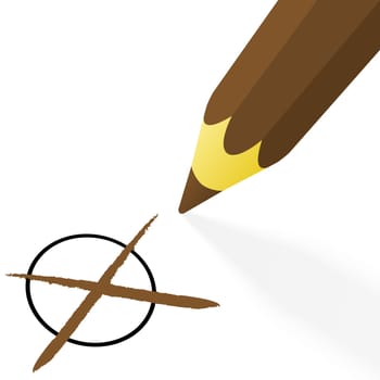 illustration of pencil colored brown drawing a cross